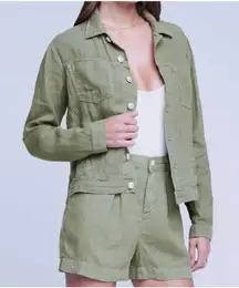 L'AGENCE Celine Olive Green Linen Jacket