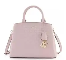 DKNY Paige Medium Satchel Bag Faux Croc Leather Pink New