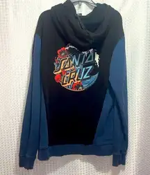 Women's Santa Cruz Skateboard Hoodie Pullover Sweatshirt Black Blue - Size Small