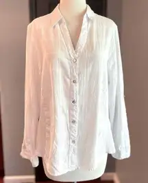 White Business Casual Cotton Button-Up Women's Blouse