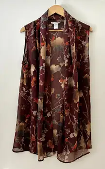 Coldwater Creek Floral Open Front Vest Free Size