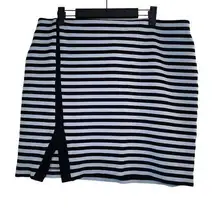 Women's Skirt Size 14 Striped Back Zip Front Slit Stretch Nautical