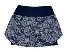 Lucky in Love Pleated Tennis Skort Women's Size Small Navy Blue Bandana Paisley