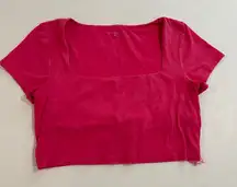 Offline by Aerie Real Me Square Neck Crop Top Hot Pink Size L