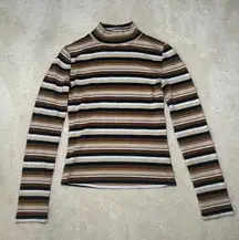 Striped Turtleneck Long Sleeve | Size: XS/S | Versatile Layering Piece