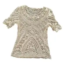 Solitaire Crochet Top Swim Cover Ivory Beach Vacation Pool Boho Size Small