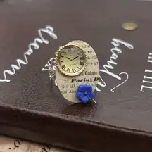 Handmade Paris Clock Ring | Vintage Watch Face Button Decoupage Adjustable