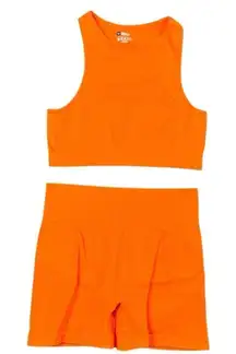 Women’s Flex Rib Crop Top Matching Shorts Set Medium