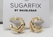 NWT Sugarfix by Baublebar Gold-Tone Pearl Embellished Hoop Post Earrings Women's
