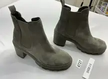 Womans Splendid Melisa Pull On Ankle Boots 6.5 M Gray Elastic Ankle Chunky Heel