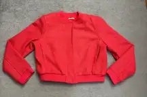 Jason Wu Tweed Snap Front Bomber Jacket Red Women’s