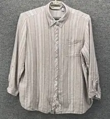 Susan Graver‎ Womens Button Down Size 2X Linen Stripe Vintage Business Oversized