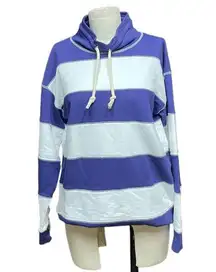 J. Crew Funnelneck Striped Sweatshirt in Original Cotton Terry Navy Size Small