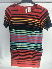 Andrea Jovine Womens Dress Extra‎ Large  LMini Short Sleeves Red Stripe Comfy