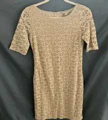 Banana Republic: Cream 3/4 length sleeve Knit Midi dress- cotton blend- size 4