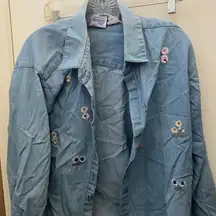 FINAL MARKDOWN Bedford fair embroidered denim blouse large petite please read