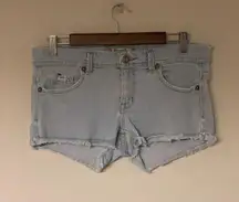 Women’s Distressed, Light-Wash,  Jean Shorts. Size 9.