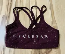 Beyond Yoga Cyclebar Sports Bra Sz XS Burgundy Glitter Wireless Crossback No Cup
