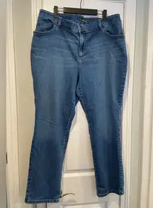 Lee Size 18W Relaxed Fit Straight Led Mid Rise Med Wash Zip Stretch Denim Jeans
