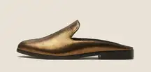 Donna Karan • NEW Mott Mule leather backless loafer Bronze gold metallic slide