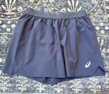 ASICS Women’s Size Medium Running Flat Front Blue athletic shorts