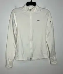 Nike fit dry full zip jacket white‎ womens size medium athleisure neutral