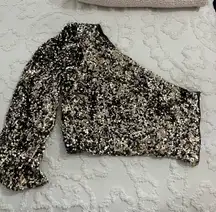 Sequin one shoulder top 