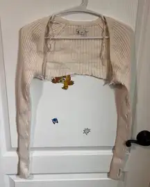 American Eagle Womens Ultra Cropped Bolero Cardigan Open Front Beige Small NEW‎