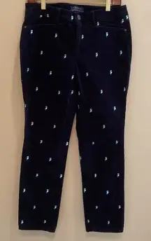 Talbots Owl Embroidered Simply Flattering Pin Whale Corduroy Pants 8P