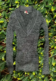 y2k l.e.i Navy Blue Longsleeve V Neck Top Size Small