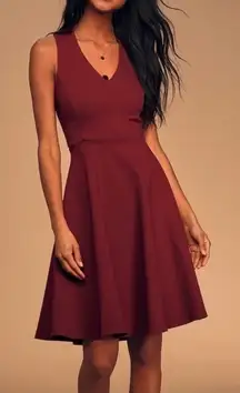 Lulus Bon Appetit Skater Dress in Burgundy‎ Size Small