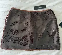 LULUS Dark Brown Sequin Low-Rise Mini Skirt
