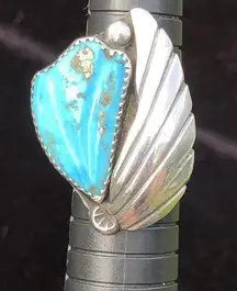 Vintage 8.5 Sleeping Beauty Turquoise Sterling Silver Ring by Bernadette Eustace