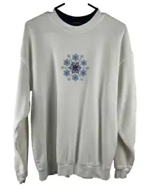 Vintage M & C Embroidered Holiday Snowflakes Sweatshirt‎ Womens XL White 90s Y2K