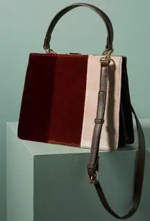 Anthropologie, New, Pink Colorblock Velvet Crossbody Shoulder Bag Purse