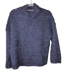 Aerie Wool Blend‎ Cowl Neck Drop Shoulder Open Knit Sweater Blue Size Small