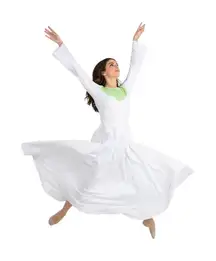 Body Wrappers Praise Dance Dress M White Green Praise Liturgical Worship White