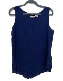 Soft Surroundings  Gauze Tank Top Womens Double‎ Layered Crinkle Size S Blue