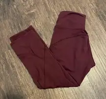 Maroon burgundy  crop activewear leggings