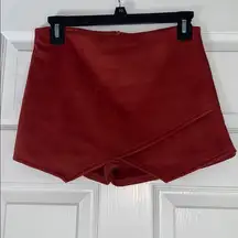 Rust Orange Suede Envelope Skort