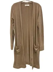 Abercrombie & fitch brown long cardigan with pockets Lagenlook academia Medium #