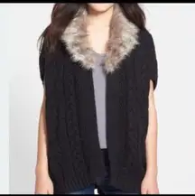 NORDSTROM Oversized Chunky Knit Faux Fur Sweater Penny Lane Cardigan