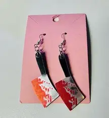 Halloween horror slasher bloody butcher knife handmade earrings