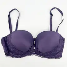 Victoria's Secret Fabulous By‎ VS Strapless Purple Lace Push Up Bra Size 34C