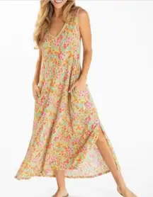 Natural Life Hangout Floral Cotton Knit Sleeveless Maxi Dress Size L / XL