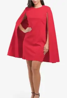 Calvin Klein Red Scuba Stretch Crepe Sleeveless Sheath Cape Dress Size 14W