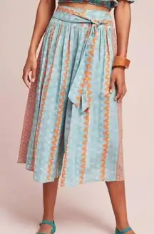 Anthropologie Feather Bone Boho Wide Leg Gaucho Culotte Pant Colorful size Small