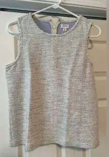 J. Crew Factory Outlet White and Light Blue Textured Sleeveless Tank