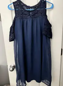 Navy Lace of the Shoulder Dress