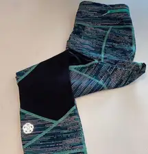 Lululemon Seawheeze Blue, Teal, Black leggings